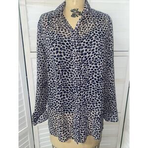 Yansi Fugel Size S Women's Spotted Long Sleeve Top Blouse Chiffon Lined Small